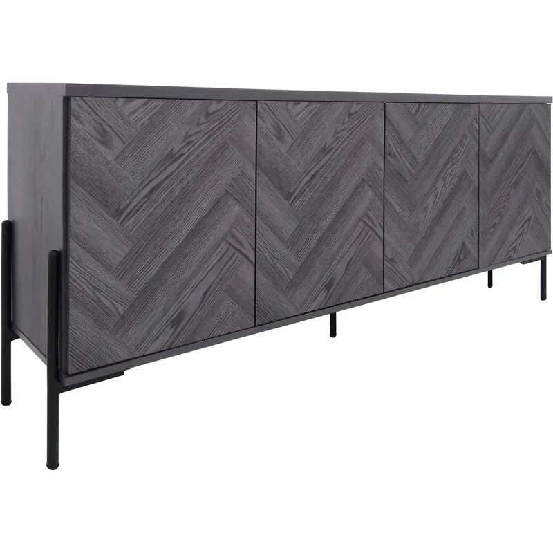 Sideboard Loft24 Grått fiskbensmönster/grå ek, Grå eik i fiskebeinsmønster / grå eik
