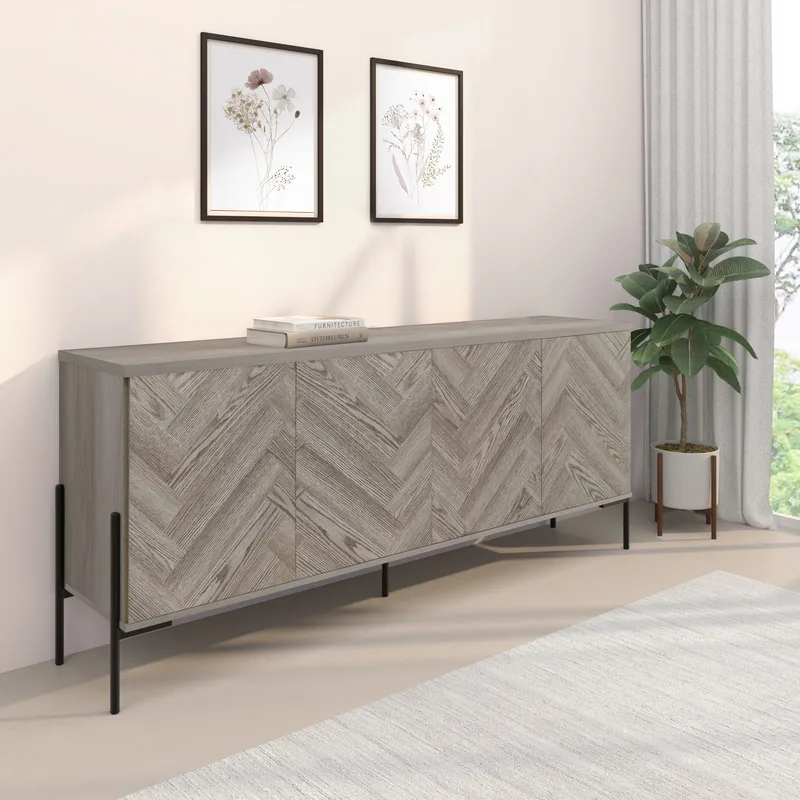 Sideboard Loft24 Naturfärgat fiskbensmönster/naturek - Naturfarget eik i fiskebeinsmønster / naturfarget eik - Oppbevaring - Oppbevaringsmøbler - Sideboard & skjenker