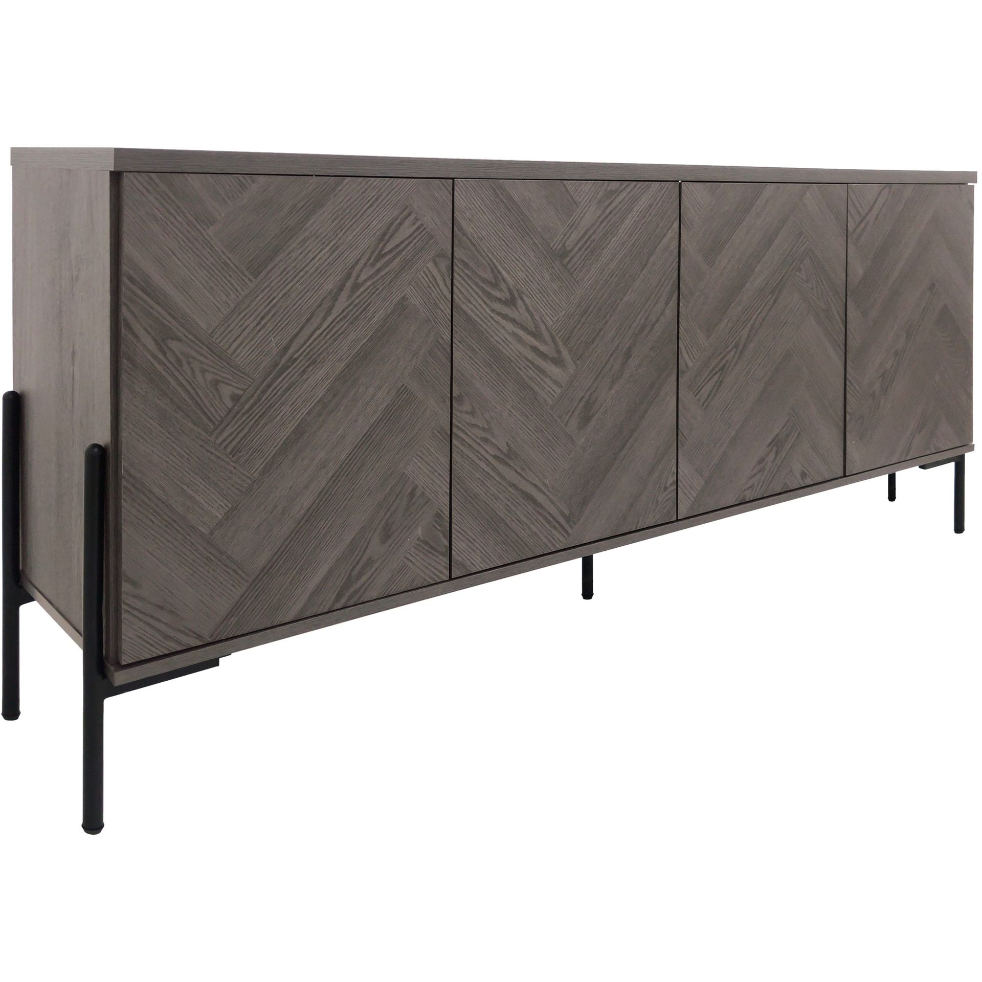 Sideboard Loft24 Vitt fiskbensmönster/vit ek - Hvit eik i fiskebeinsmønster / hvit eik