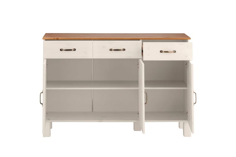 Sideboard og skjenk Loft24 Skjenk Alby 125x38x85 cm, hvit/honning Vit,Natur - Oppbevaring - Oppbevaringsmøbler - Sideboard & skjenker