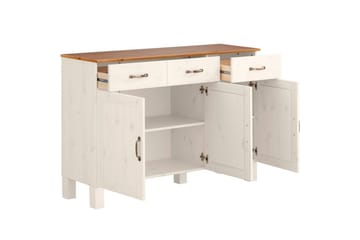 Sideboard og skjenk Loft24 Skjenk Alby 125x38x85 cm, hvit/honning Vit,Natur - Oppbevaring - Oppbevaringsmøbler - Sideboard & skjenker