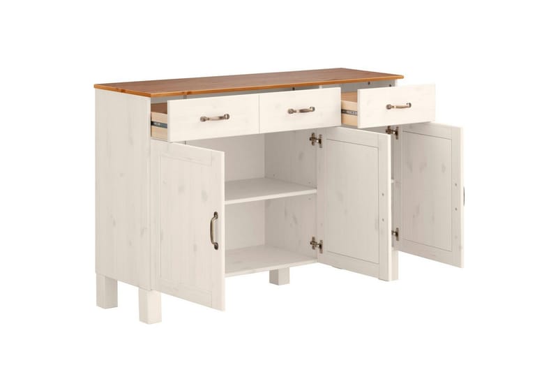 Sideboard og skjenk Loft24 Skjenk Alby 125x38x85 cm, hvit/honning Vit,Natur - Oppbevaring - Oppbevaringsmøbler - Sideboard & skjenker