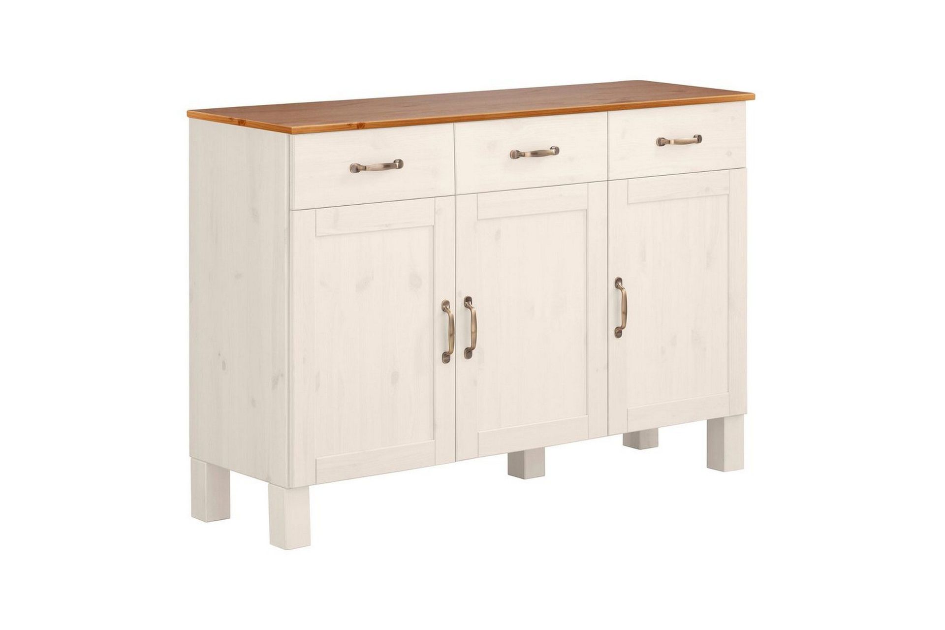 Sideboard og skjenk Loft24 Skjenk Alby 125x38x85 cm, hvit/honning Vit,Natur -