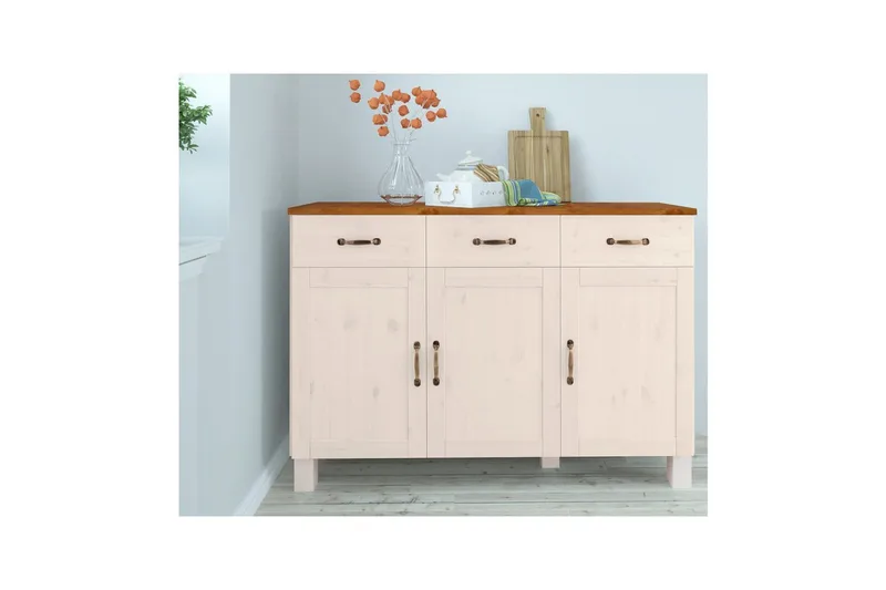 Sideboard og skjenk Loft24 Skjenk Alby 125x38x85 cm, hvit/honning Vit,Natur - Oppbevaring - Oppbevaringsmøbler - Sideboard & skjenker