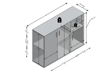 Albi Skjenk 121 cm - Grå/Hvit - Oppbevaring - Oppbevaringsmøbler - Sideboard & skjenker