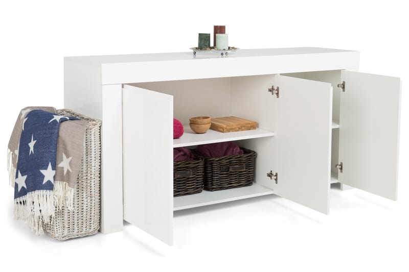 Amalfi Sideboard 162 cm 3 Dører - Hvit Høyglans - Oppbevaring - Oppbevaringsmøbler - Sideboard & skjenker