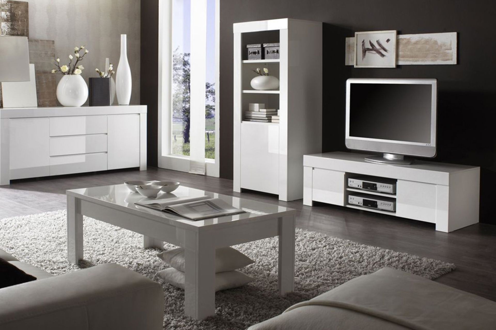 Amalfi Sideboard 190 cm 2 Dører 3 Skuffer - Hvit Høyglans - Oppbevaring - Oppbevaringsmøbler - Sideboard & skjenker