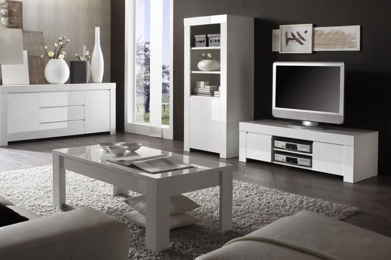 Amalfi Sideboard 190 cm 2 Dører 3 Skuffer - Hvit Høyglans - Oppbevaring - Oppbevaringsmøbler - Sideboard & skjenker