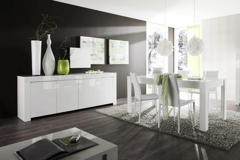 Amalfi Sideboard 210 cm 4 Dører - Hvit Høyglans - Oppbevaring - Oppbevaringsmøbler - Sideboard & skjenker