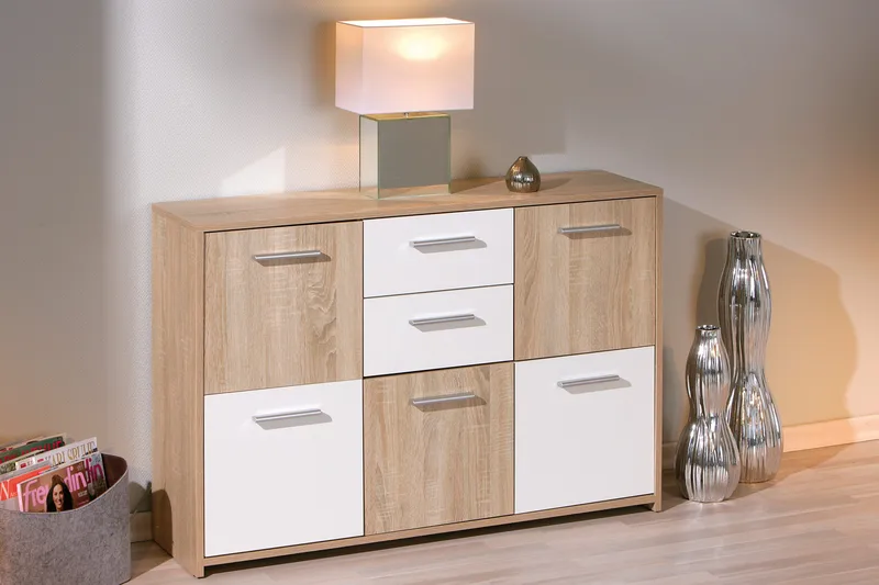Aragon Skjenk 115 cm - Hvit/Lys Eik - Oppbevaring - Oppbevaringsmøbler - Sideboard & skjenker