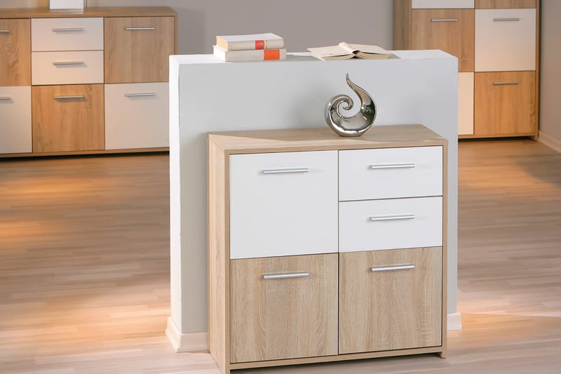 Aragon Skjenk 77 cm - Hvit/Lys Eik - Oppbevaring - Oppbevaringsmøbler - Sideboard & skjenker