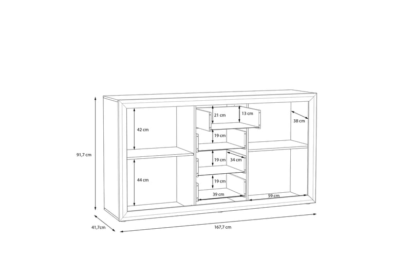 Aridiala Sideboard 42x168 cm - Brun/Hvit - Sideboard & skjenker