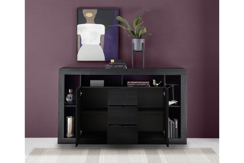 Asfordby Sideboard 134x102x42 cm - Svart - Oppbevaring - Oppbevaringsmøbler - Sideboard & skjenker