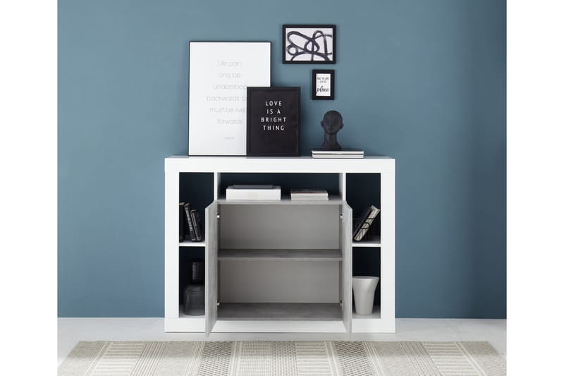 Asfordby Sideboard 42x134x102 cm - Hvit/Grå - Oppbevaring - Oppbevaringsmøbler - Sideboard & skjenker