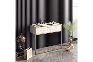 Bascle Sideboard 90 cm i Tre med Metallramme - Gull|Hvit - Oppbevaring - Oppbevaringsmøbler - Sideboard & skjenker