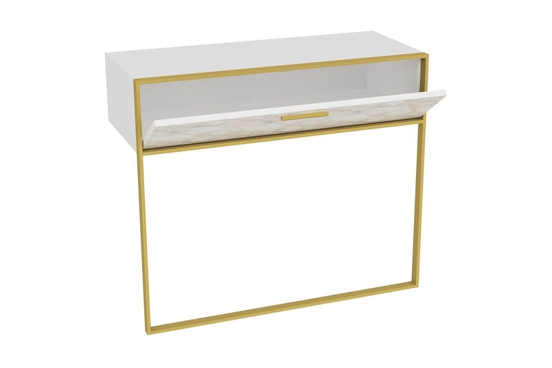 Bascle Sideboard 90 cm i Tre med Metallramme - Gull|Hvit - Oppbevaring - Oppbevaringsmøbler - Sideboard & skjenker