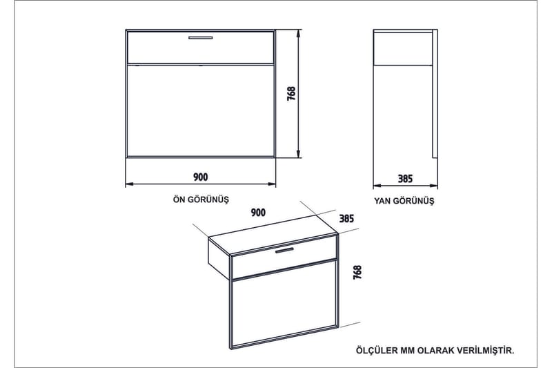 Bascle Sideboard 90 cm i Tre med Metallramme - Gull|Hvit - Oppbevaring - Oppbevaringsmøbler - Sideboard & skjenker
