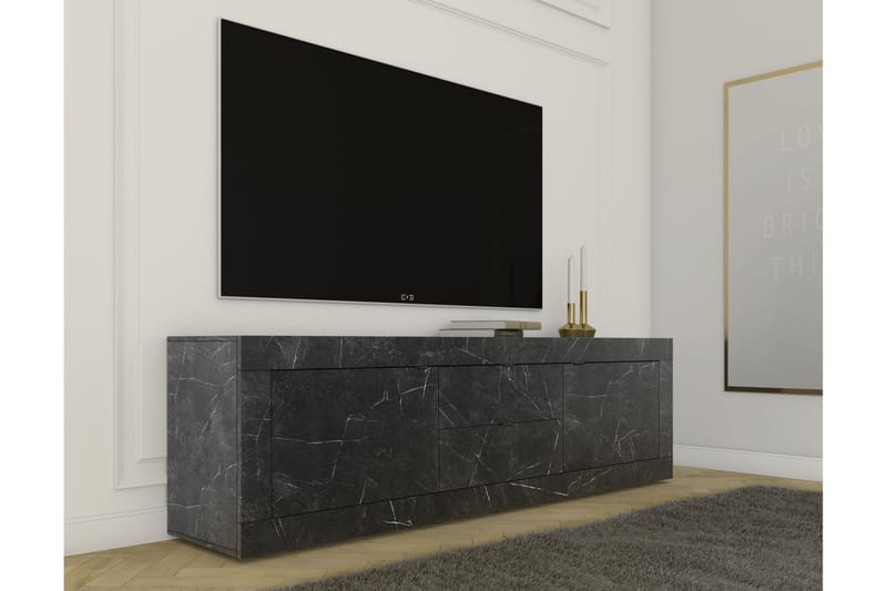 Basic Sideboard 3 skuffer 43x210 cm Svart - Lc Spa - Oppbevaring - Oppbevaringsmøbler - Sideboard & skjenker