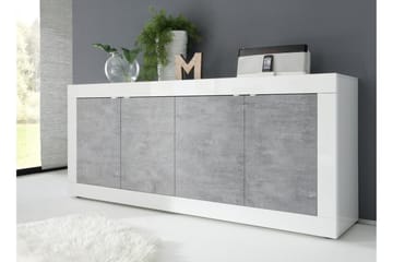 Basic Skjenk 102x43 cm - Hvit Høyglans/Grå - Oppbevaring - Oppbevaringsmøbler - Sideboard & skjenker