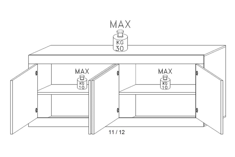 Basic skjenk 43x207 cm Natur / Svart - LC SPA - Sideboard & skjenker