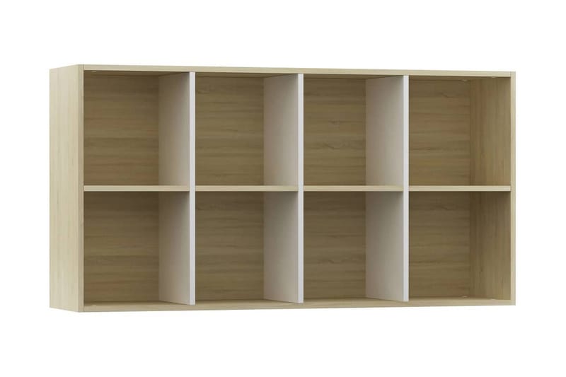 Bokhylle/skjenk hvit og sonoma eik 66x30x130 cm sponplate - Oppbevaring - Oppbevaringsmøbler - Sideboard & skjenker
