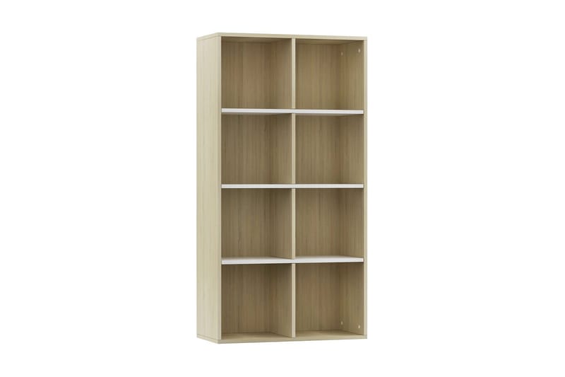 Bokhylle/skjenk hvit og sonoma eik 66x30x130 cm sponplate - Oppbevaring - Oppbevaringsmøbler - Sideboard & skjenker