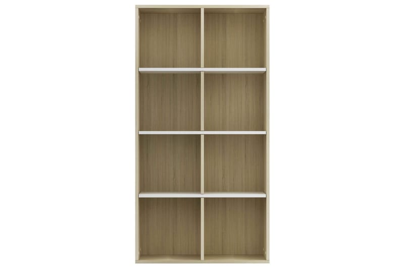 Bokhylle/skjenk hvit og sonoma eik 66x30x130 cm sponplate - Oppbevaring - Oppbevaringsmøbler - Sideboard & skjenker