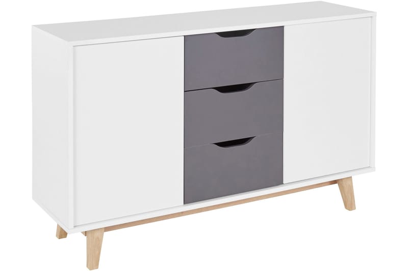 Bourg Sideboard 130x38 cm - Hvit/Antrasitt - Oppbevaring - Oppbevaringsmøbler - Sideboard & skjenker
