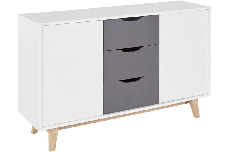 Bourg Sideboard 130x38 cm, Hvit/Antrasitt