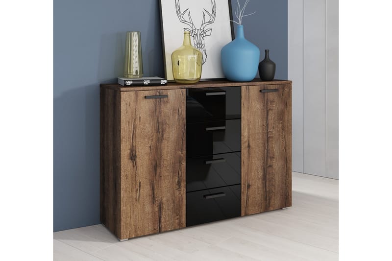 Bovera skjenk 38x132 cm - Teak/Svart - Oppbevaring - Oppbevaringsmøbler - Sideboard & skjenker