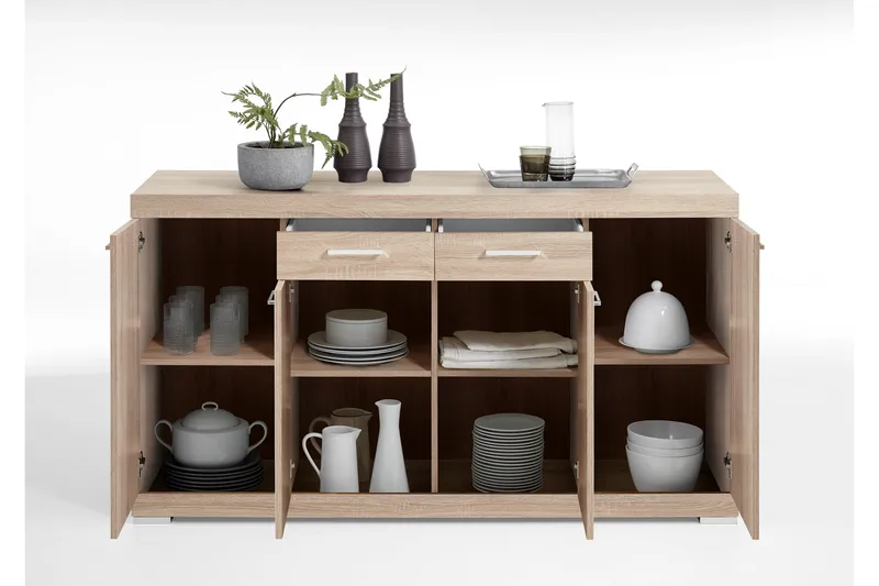 Bristol Skjenk 160 cm Lav - Lys Eik - Oppbevaring - Oppbevaringsmøbler - Sideboard & skjenker
