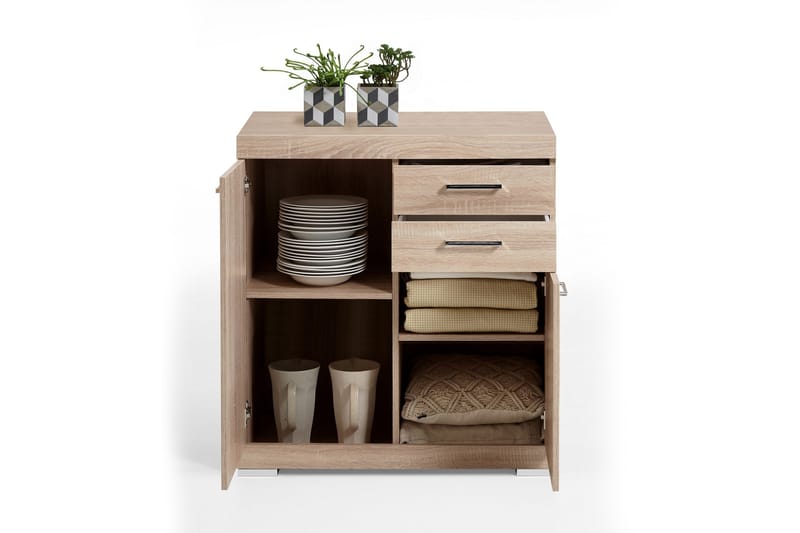Bristol Skjenk 80 cm 2 Luker 2 Skuffer - Lys Eik - Oppbevaring - Oppbevaringsmøbler - Sideboard & skjenker