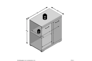 Bristol Skjenk 80x90x50 cm 2 Luker - Lys Eik - Oppbevaring - Oppbevaringsmøbler - Sideboard & skjenker