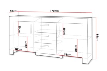 Cezar Skjenk 170x42x85 cm - Beige / Grå - Oppbevaring - Oppbevaringsmøbler - Sideboard & skjenker