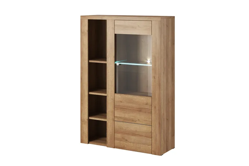 Cicely Sideboard i Lyst Tre med Glassdør, Brun