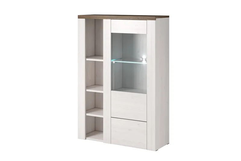 Cicely Sideboard i Tre med Glassdør, Hvit