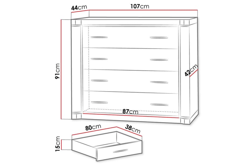 Dallas Skjenk 107x43,5x91 cm - Oppbevaring - Oppbevaringsmøbler - Sideboard & skjenker