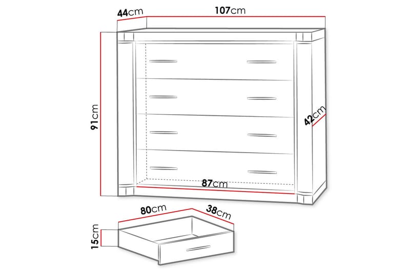 Dallas Skjenk 107x43,5x91 cm - Oppbevaring - Oppbevaringsmøbler - Sideboard & skjenker