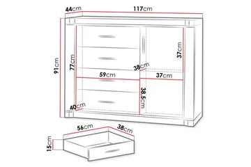 Dallas Skjenk 117x43,5x91 cm - Oppbevaring - Oppbevaringsmøbler - Sideboard & skjenker