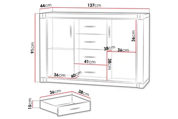 Dallas Skjenk 137x43,5x91 cm - Oppbevaring - Oppbevaringsmøbler - Sideboard & skjenker