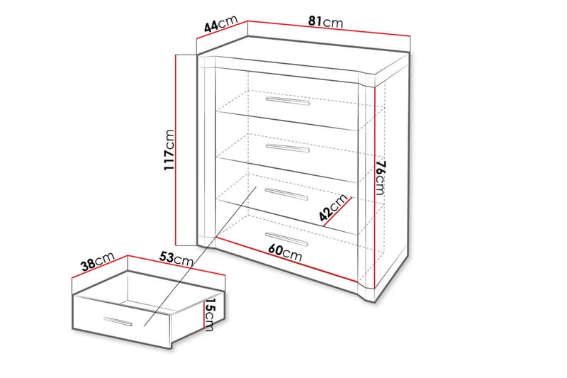Dallas Skjenk 80,5x43,5x91 cm - Oppbevaring - Oppbevaringsmøbler - Sideboard & skjenker