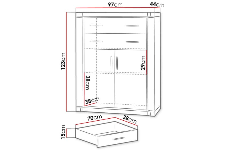 Dallas Skjenk 97x43,5x123 cm - Oppbevaring - Oppbevaringsmøbler - Sideboard & skjenker