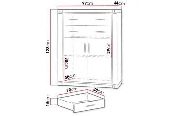 Dallas Skjenk 97x43,5x123 cm - Oppbevaring - Oppbevaringsmøbler - Sideboard & skjenker