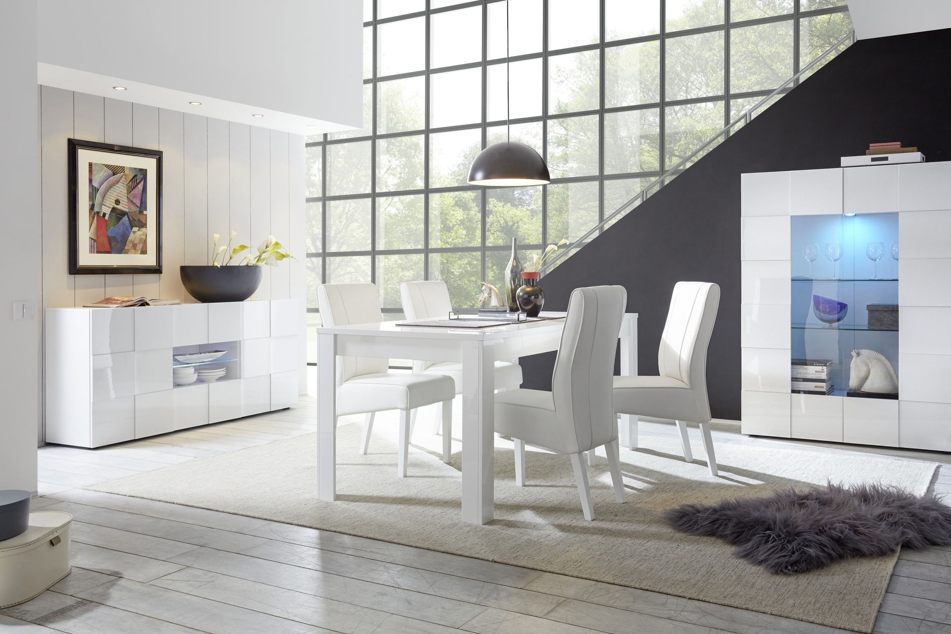 Dama Sideboard 181 cm med Skuffer - Hvit Høyglanslack - Oppbevaring - Oppbevaringsmøbler - Sideboard & skjenker
