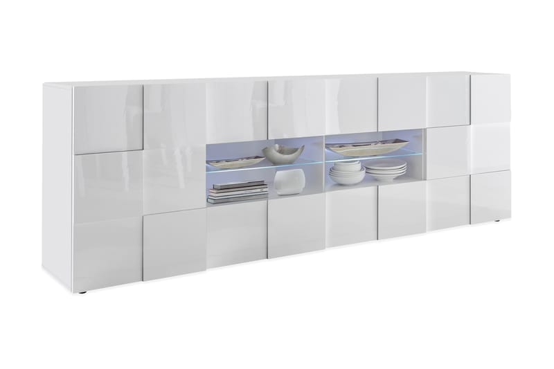 Dama Sideboard 241 cm Stor - Hvit Høyglanslack - Oppbevaring - Oppbevaringsmøbler - Sideboard & skjenker