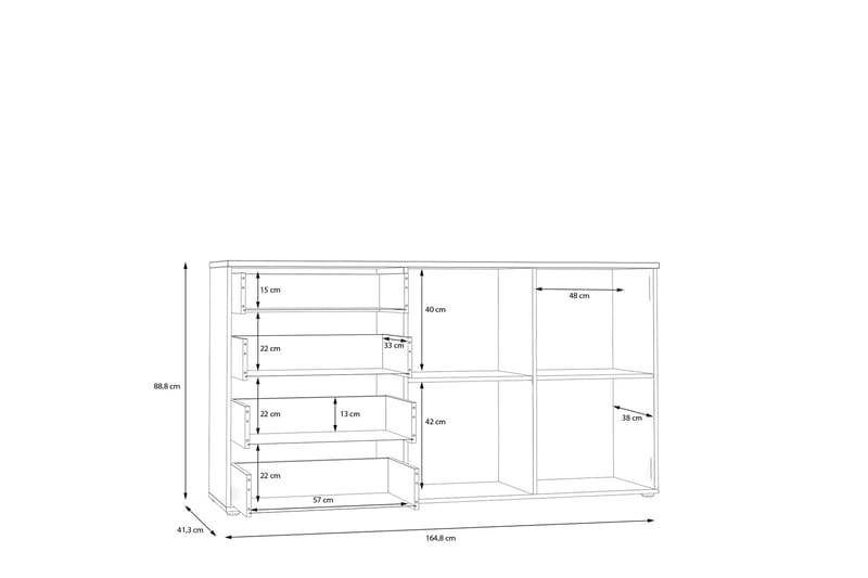 Delchevo Sideboard 41x165 cm - Brun/Hvit - Sideboard & skjenker