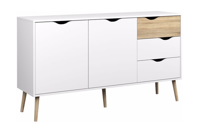 Delta Skjenk 147 cm - Hvit/Eik - Sideboard & skjenker