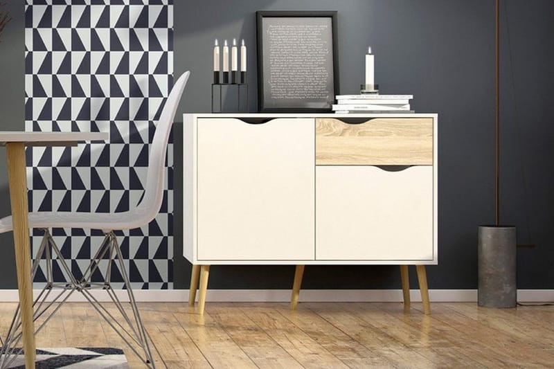 Delta Skjenk 99 cm - Hvit/Eik - Oppbevaring - Oppbevaringsmøbler - Sideboard & skjenker