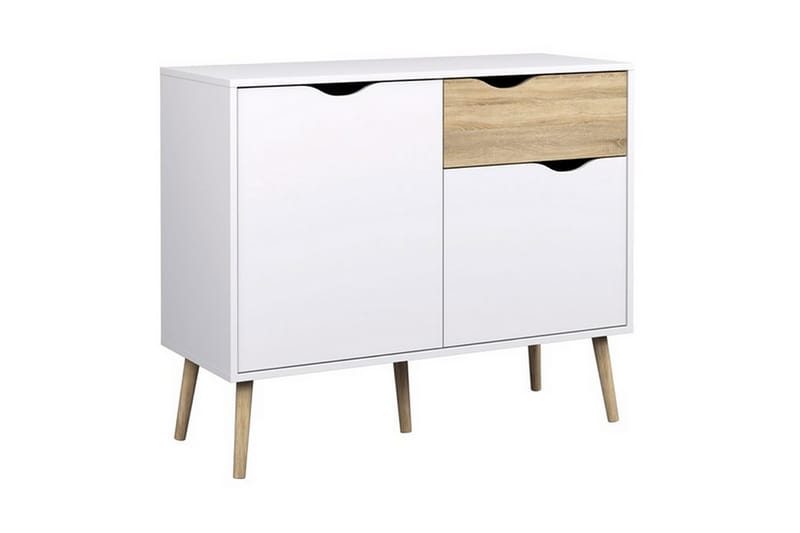 Delta Skjenk 99 cm - Hvit/Eik - Oppbevaring - Oppbevaringsmøbler - Sideboard & skjenker