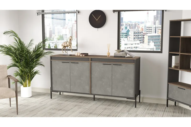 Desgrar Sideboard 46x184 cm, Brun/Betonggrå/Antrasitt